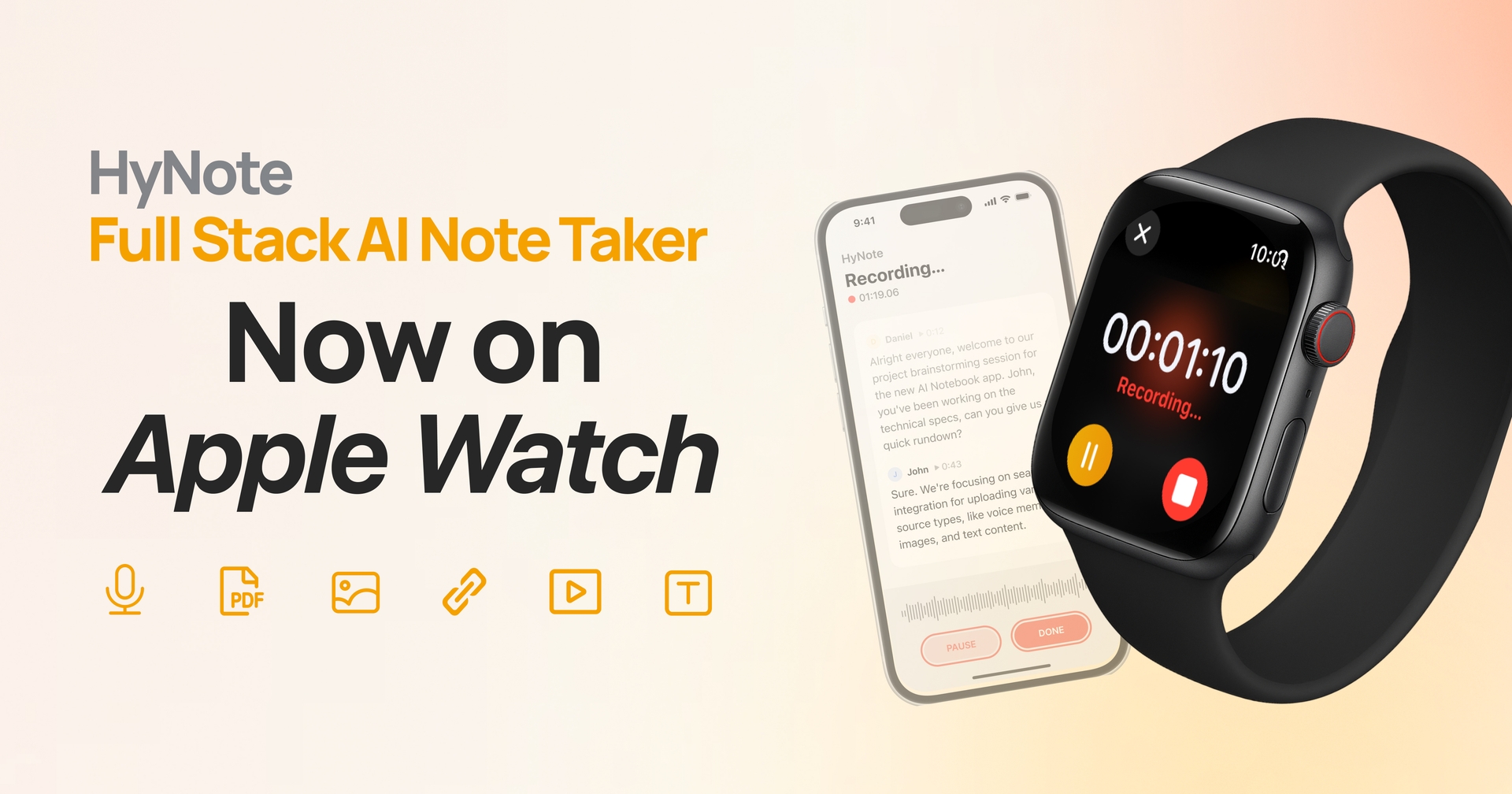 HyNote on Apple watch and iPhone