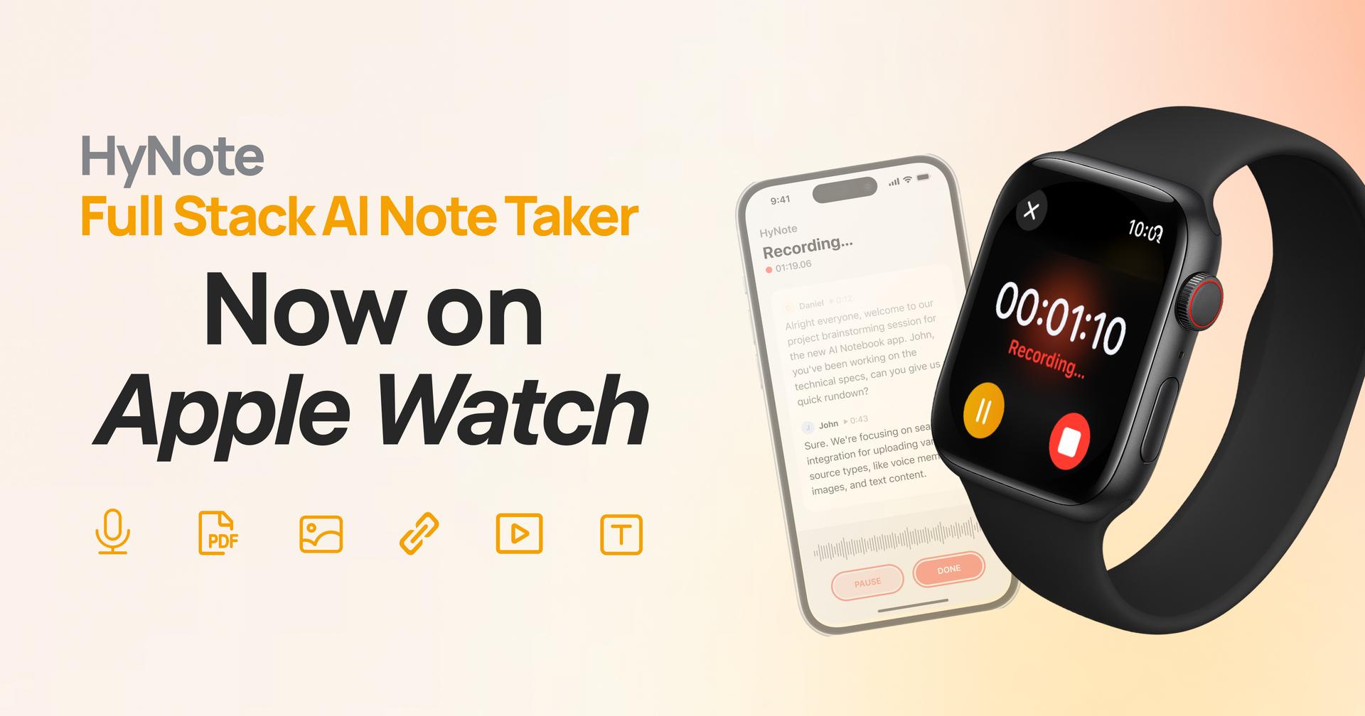 HyNote on Apple watch and iPhone